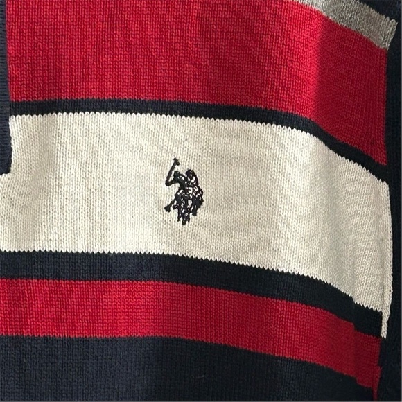 U.S. Polo Assn. Men's 1/4 Zip Pullover Sweater M Multicolor Casual - Picture 3 of 14